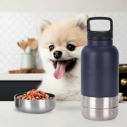 🐾 Gourde thermos de voyage en métal 3 en 1 pour chien ou chat