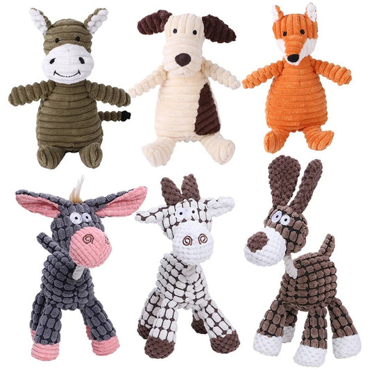 🧸 Jouet en peluche pour chien – Velours côtelé, forme d’animal, avec couicoui intégré 🐾